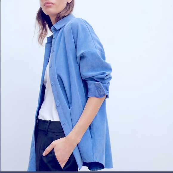 Zara Tops - Zara’s blue corduroy oversized shirt/shacket